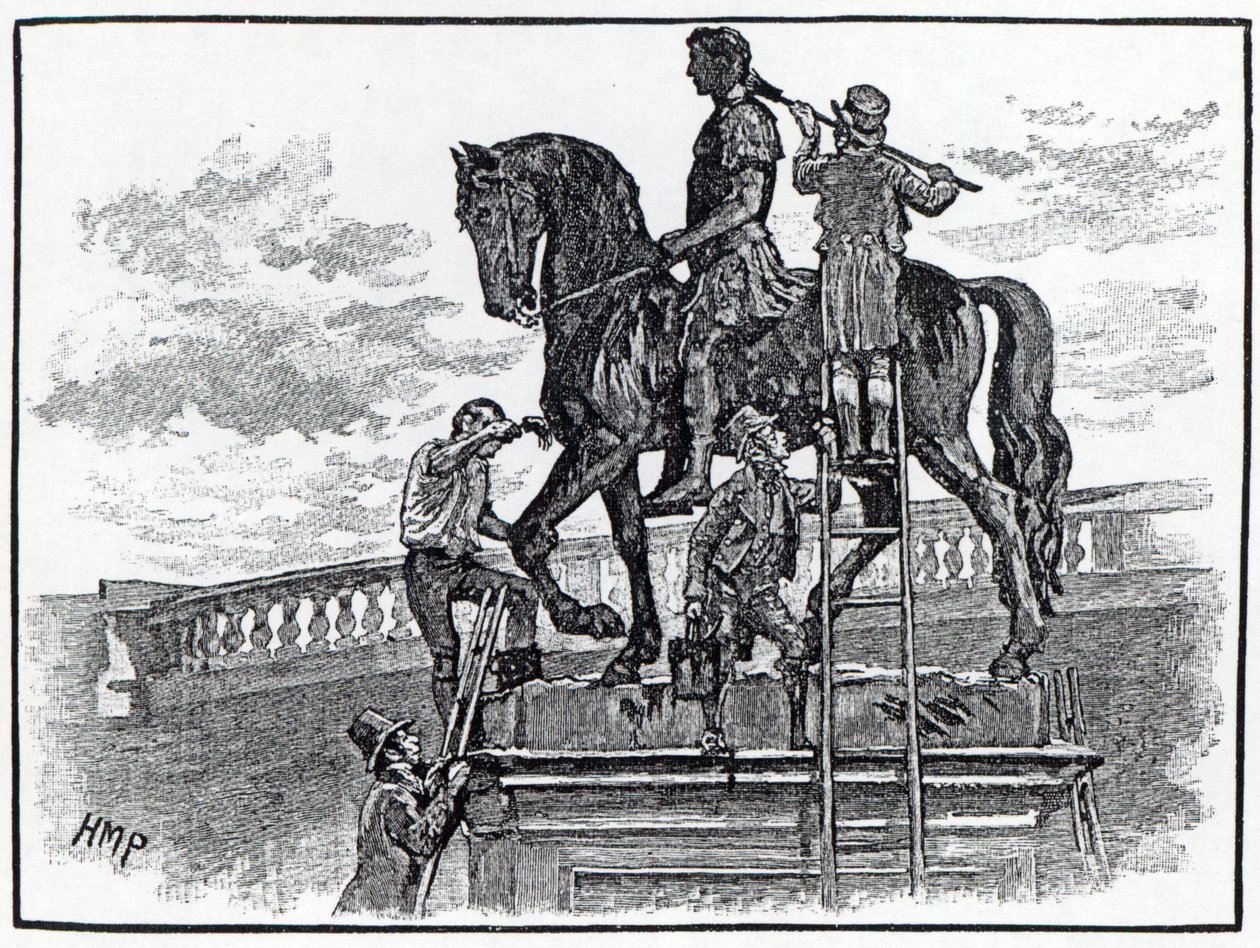 Socha Williama III natřena černě, Dublin, 1821 od English School