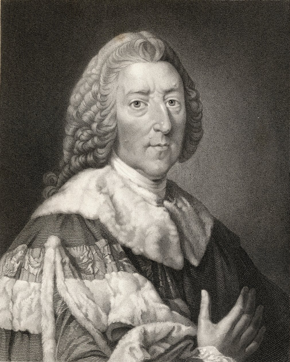 William Pitt starší (1708-78) 1. hrabě z Chatham, z „Gallery of E Portraits“, vydané v roce 1833 od English School