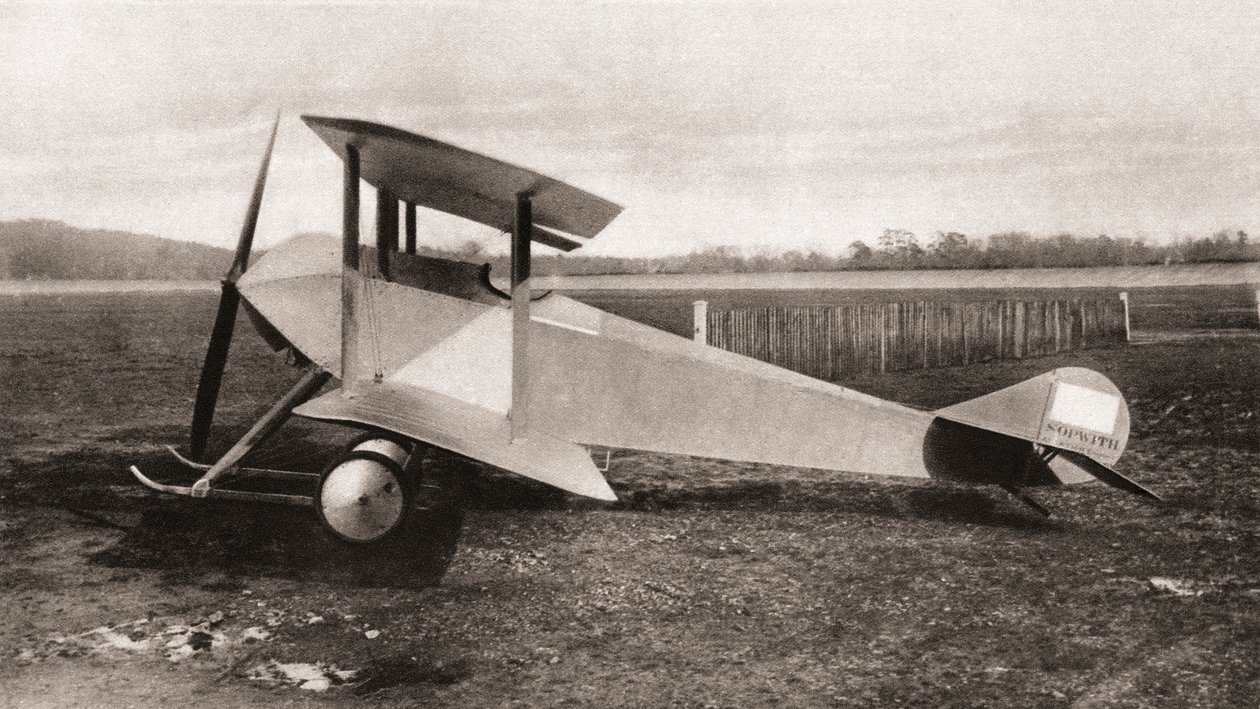 Sopwith Tabloid, jednomístný průzkumný traktorový dvouplošník používaný během první světové války, z The Illustrated War News, 1915 od English Photographer