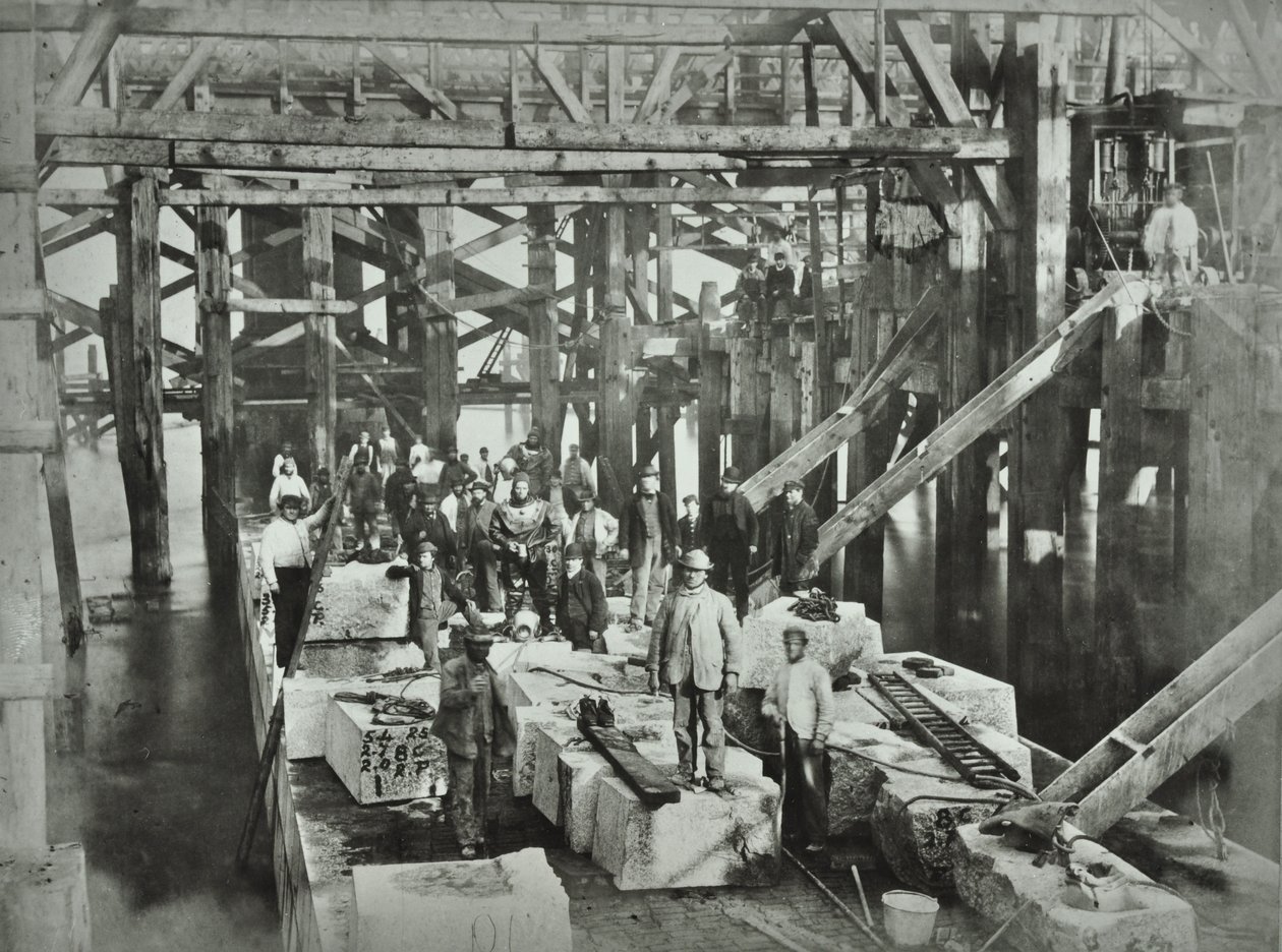 Blackfriars Bridge: stavební dělníci, 1869 od English Photographer