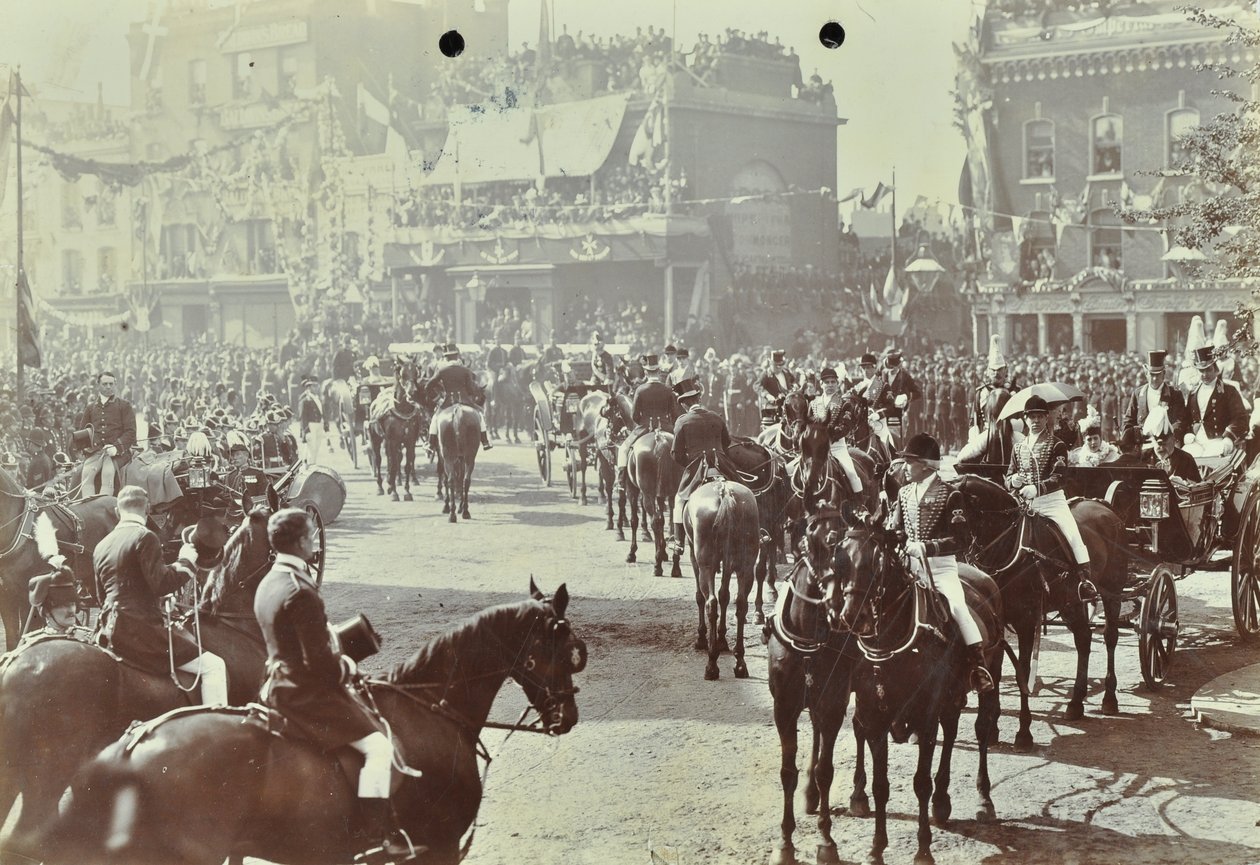 Blackwall Tunnel: paráda jako princ z Walesu, pozdější král Edward VII a princezna Alexandria se účastní slavnostního otevření tunelu, 1897 od English Photographer