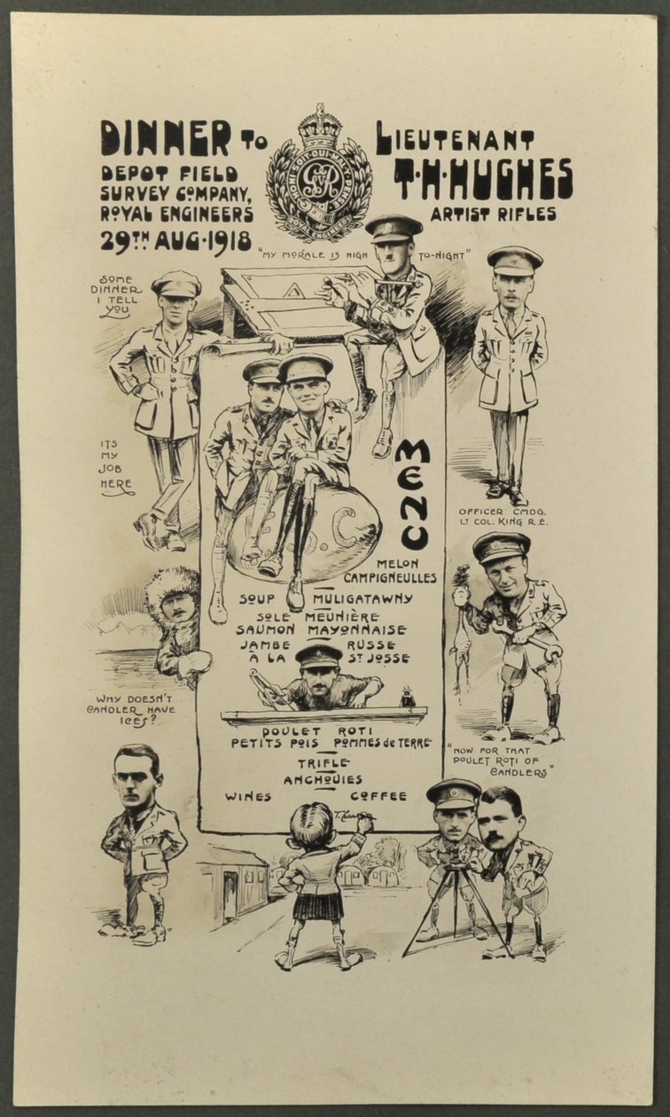 Večeře pro poručíka T. H. Hughese, Artist Rifles, Depot Field Survey Company, Royal Engineers, 29. srpna 1918 od English Photographer