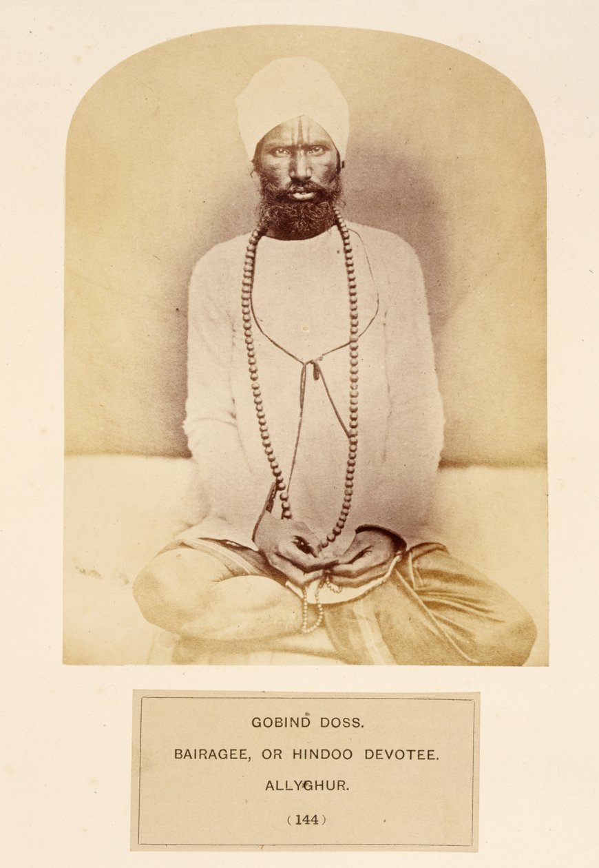 Govind Doss, Bairagee nebo Hindoo Devotee, Allyghur, z The People of India, od J. Forbes Watson, publikoval 1868 (tisk alba) od English Photographer
