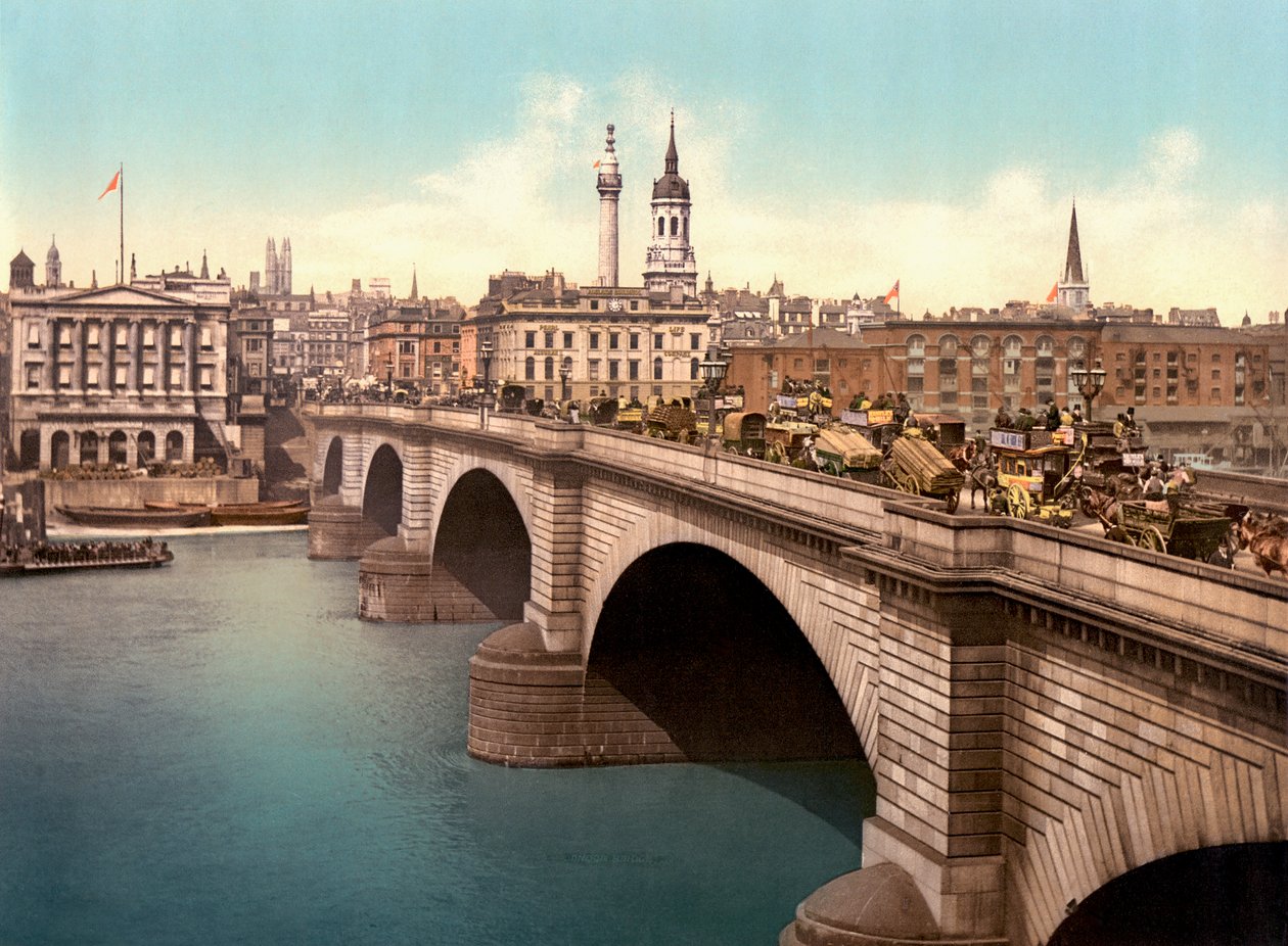 London Bridge přes řeku Temži (ručně kolorovaná fotografie) od English Photographer