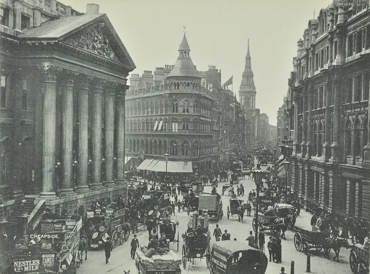 Mappin a Webb, Cheapside, z Mansion House při pohledu na západ, City of London, 1895 od English Photographer