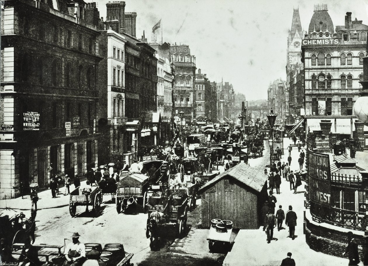 New Bridge Street, při pohledu na Ludgate Circus, City of London, 1890 od English Photographer