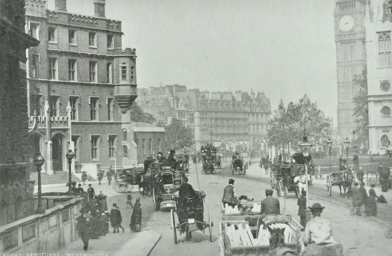 Parliament Square, Westminster LB: Broad Sanctuary při pohledu na Parliament Square, 1896 od English Photographer