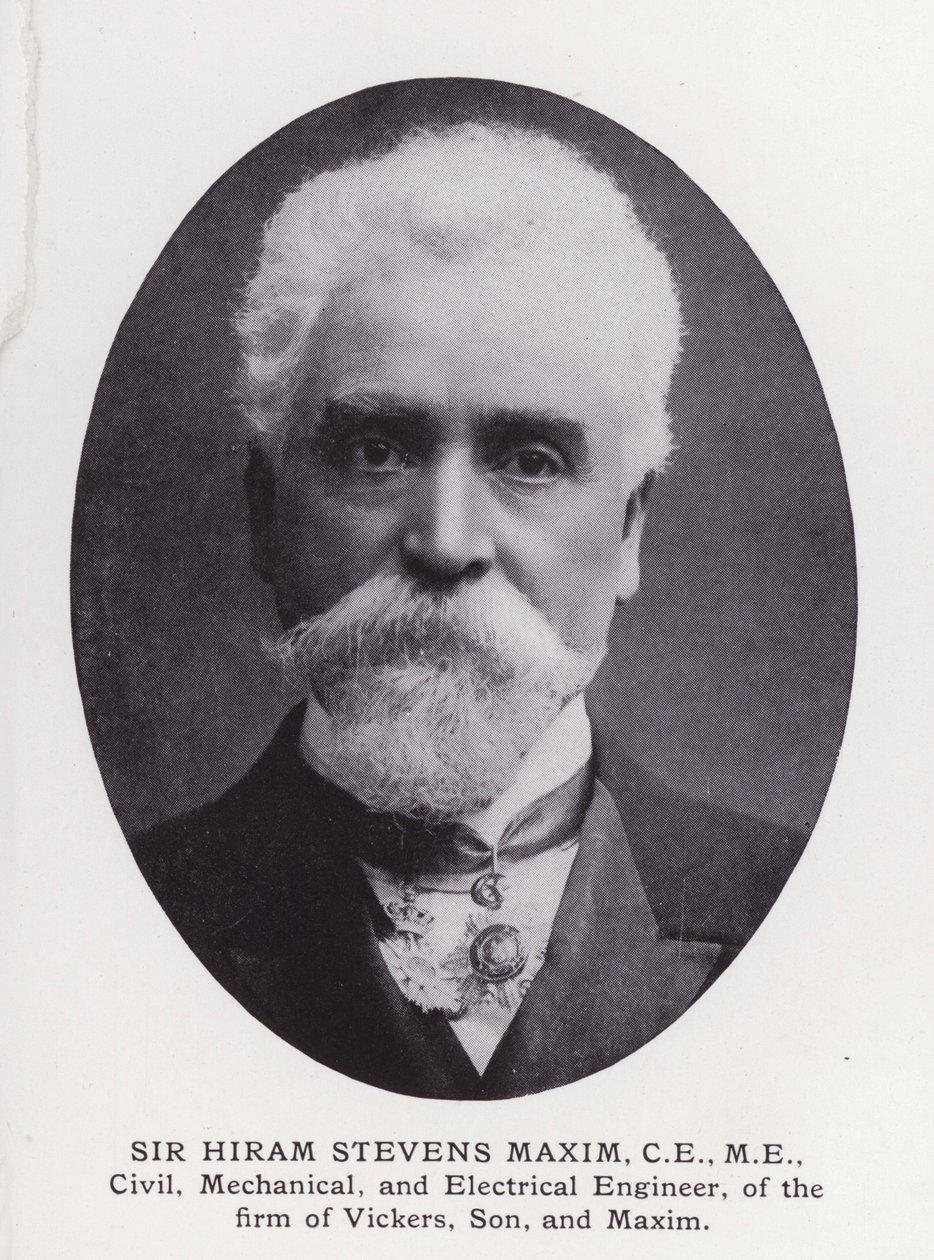 Významní muži Londýna: Sir Hiram Stevens Maxim (černobílá fotografie) od English Photographer