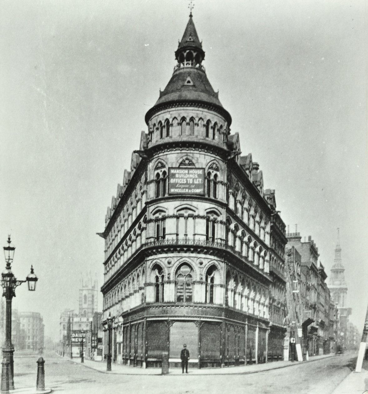 Queen Victoria Street, Mansion House Street roh ulice Poultry a Queen Victoria Street, Londýn, 1880 od English Photographer