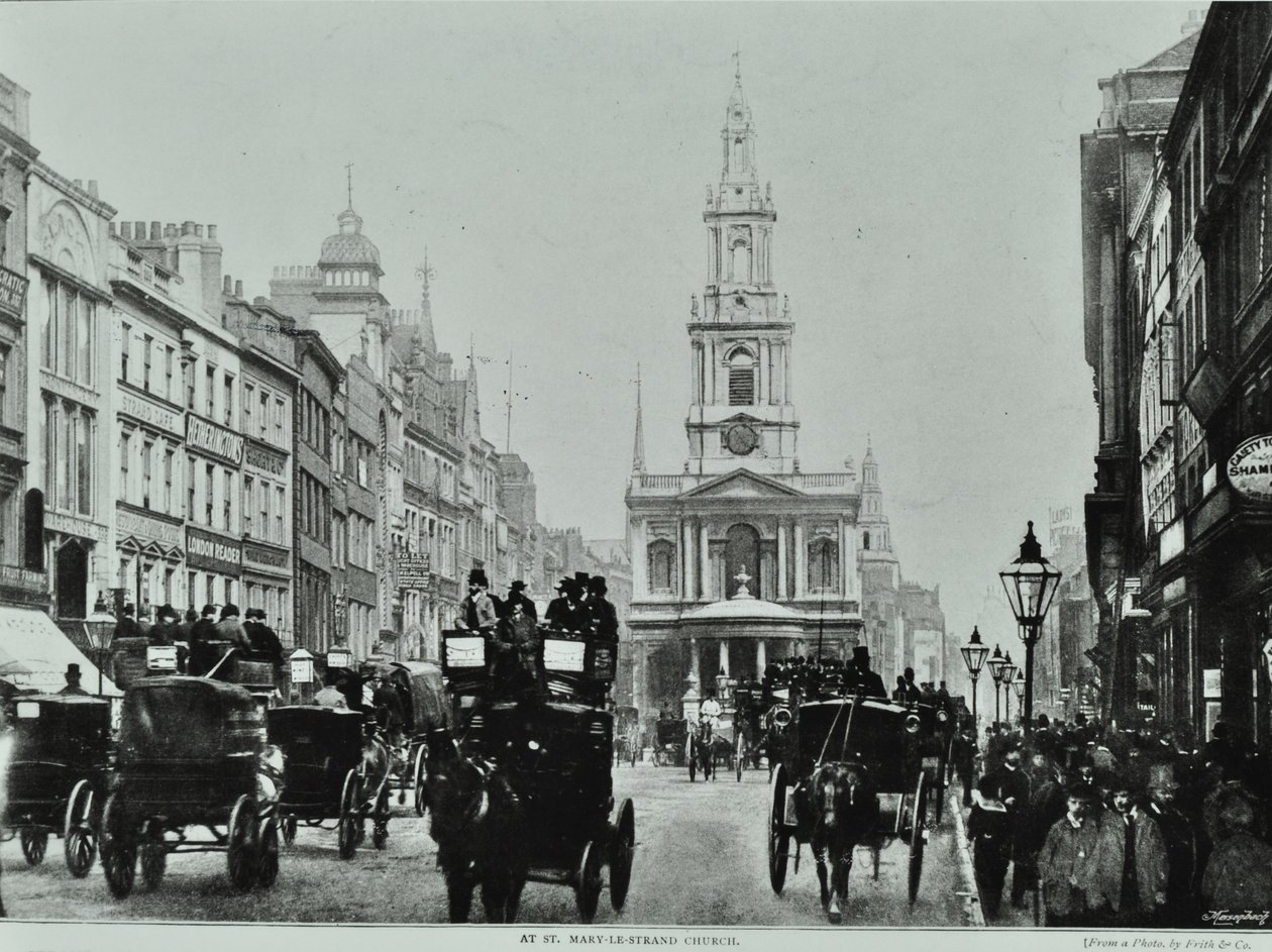 Saint Mary-le-Strand, Strand, Westminster LB: při pohledu na východ k Saint Mary-le-Strand, 1895 od English Photographer