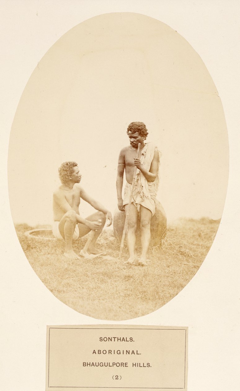 Sonthals, Aboriginal, Bhaugulpore Hills, od The People of India, od J. Forbes Watson, publikováno 1868 (tisk alba) od English Photographer