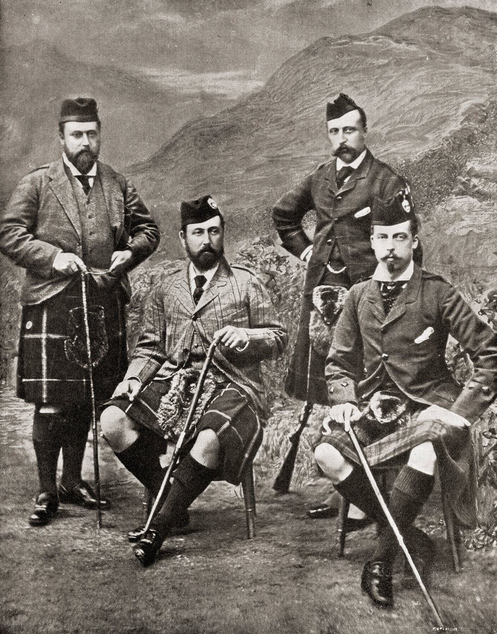 Čtyři princové, 1881 (černobílá fotografie) od English Photographer