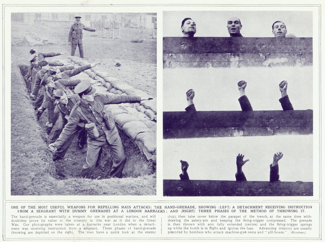 Ruční granát z The Illustrated War News, publikovaný 22. listopadu 1939 od English Photographer