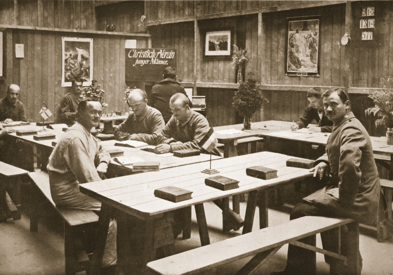 The Reading Room, Handforth, ilustrace od německých vězňů ve Velké Británii (hlubotisk) od English Photographer
