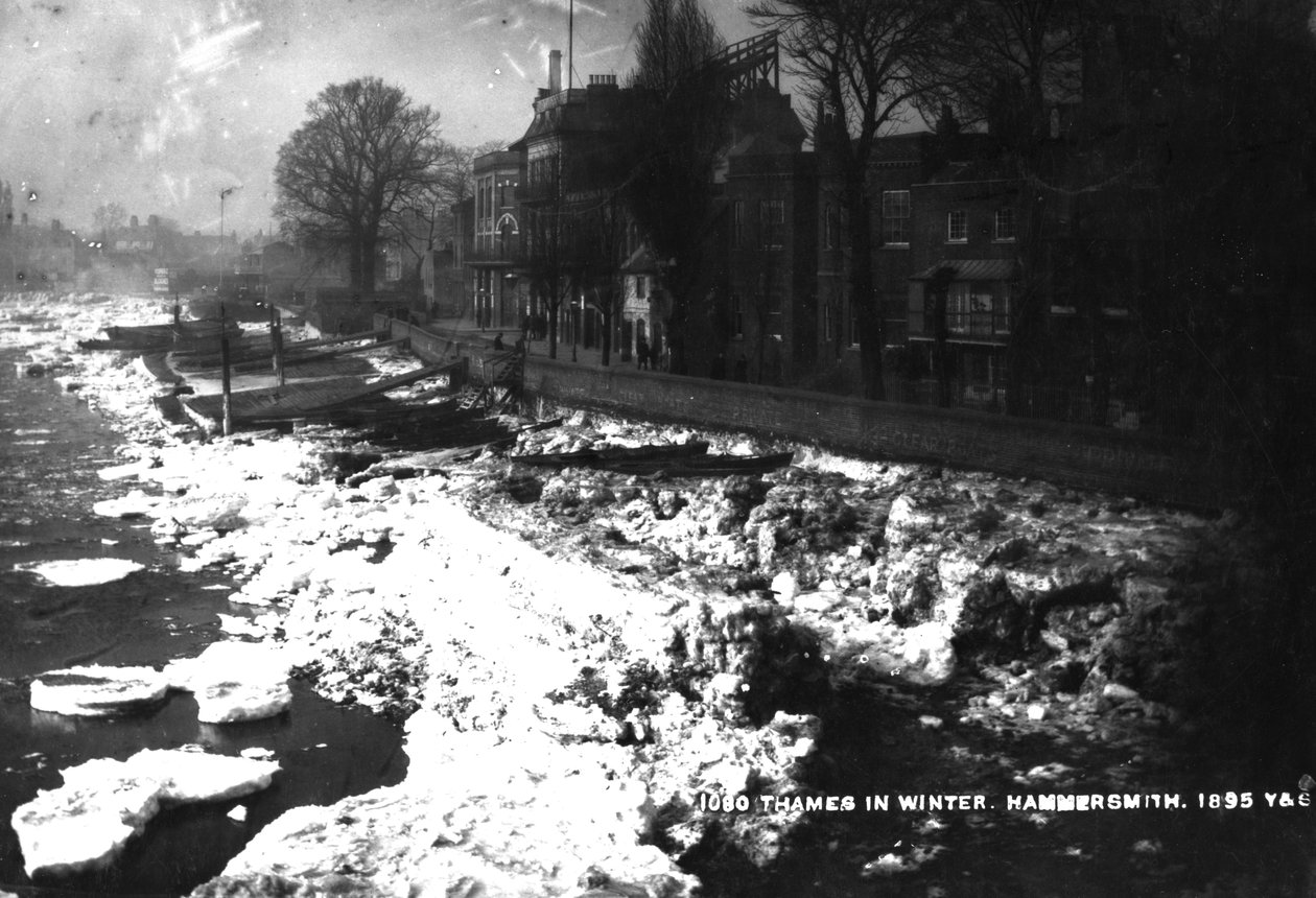 Temže v Hammersmith v zimě, 1895 od English Photographer