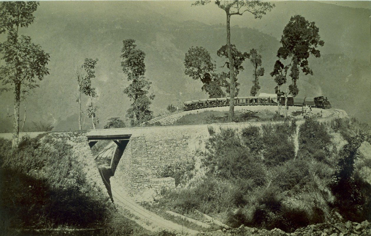 Smyčka v Agony Point v Tindharia na Darjeeling Himalayan Railway, 80. léta 19. století (tisk alba) od English Photographer