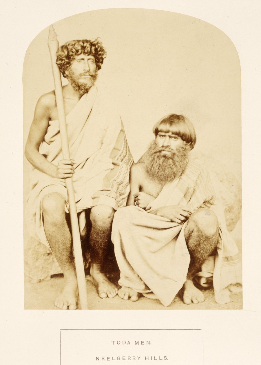 Toda Men, Neelgerry Hills, od The People of India, J. Forbes Watson, publikoval 1868 (tisk alba) od English Photographer