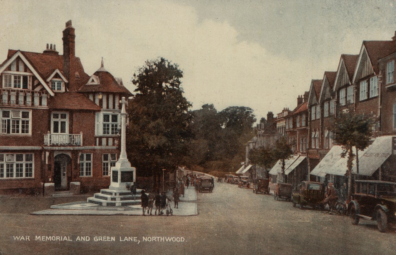 Válečný památník a Green Lane, Northwood, Londýn (barevné foto) od English Photographer