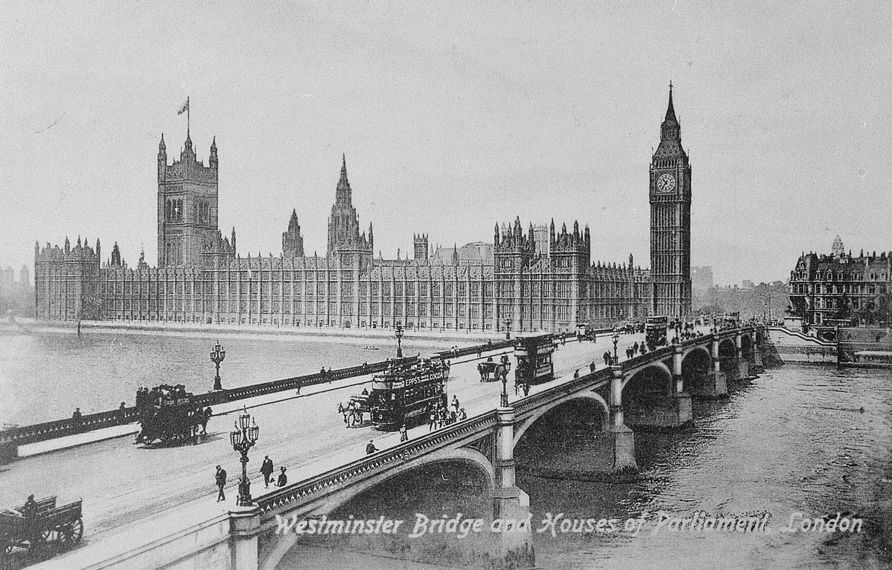 Westminsterský most a budovy parlamentu, c.1902 od English Photographer