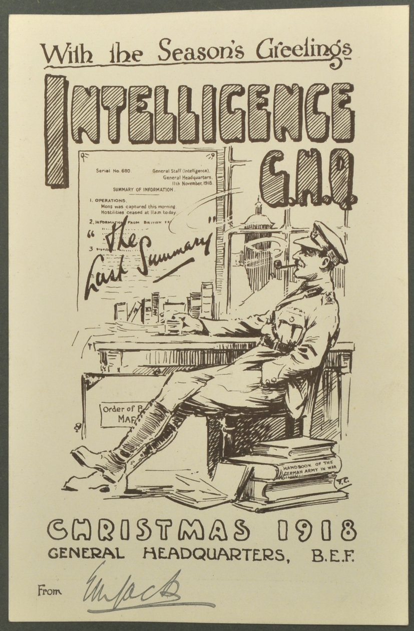 With the Seasons Greetings, Intelligence G.H.Q., Vánoce 1918 od E. M. Jacka, 1918 od English Photographer