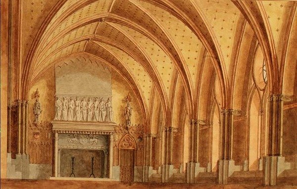 A Baronial Hall, c.1840 (akvarel) od English School