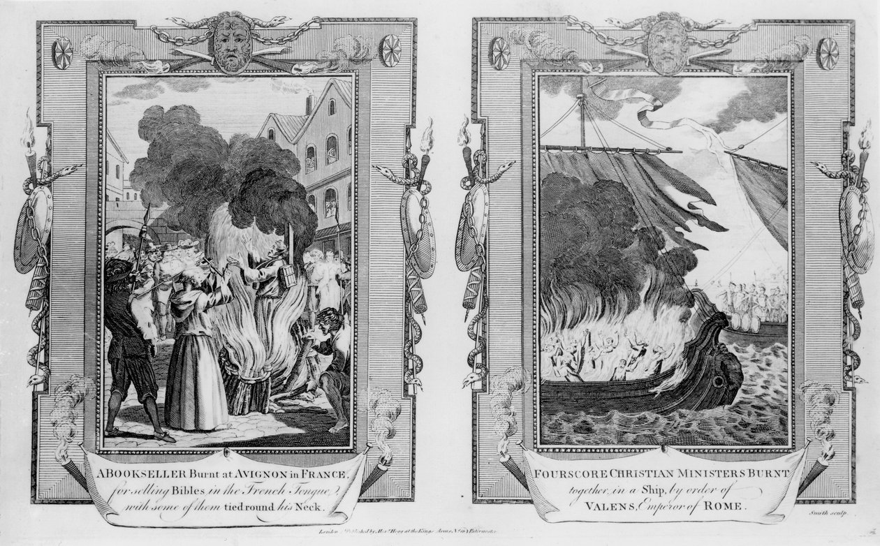 Knihkupec upálen v Avignonu ve Francii za to, že prodával Bible ve francouzském jazyce, některé z nich měl uvázané kolem krku a čtyři desítky křesťanských duchovních upálených na lodi podle Valensova řádu (32 od English School