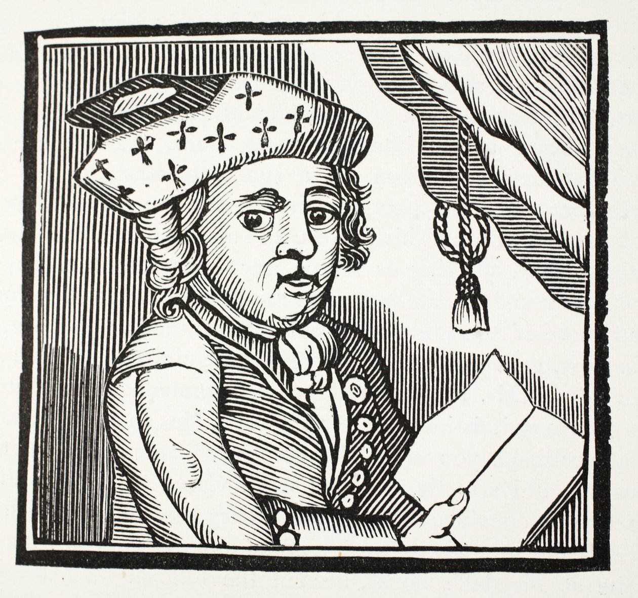 A Brief Relation of the Adventures of M. Bamfyeld Moore Carew, ilustrace z knihy Chap-books of the Eighteenth Century od Johna Ashtona, vyd. 1882 od English School