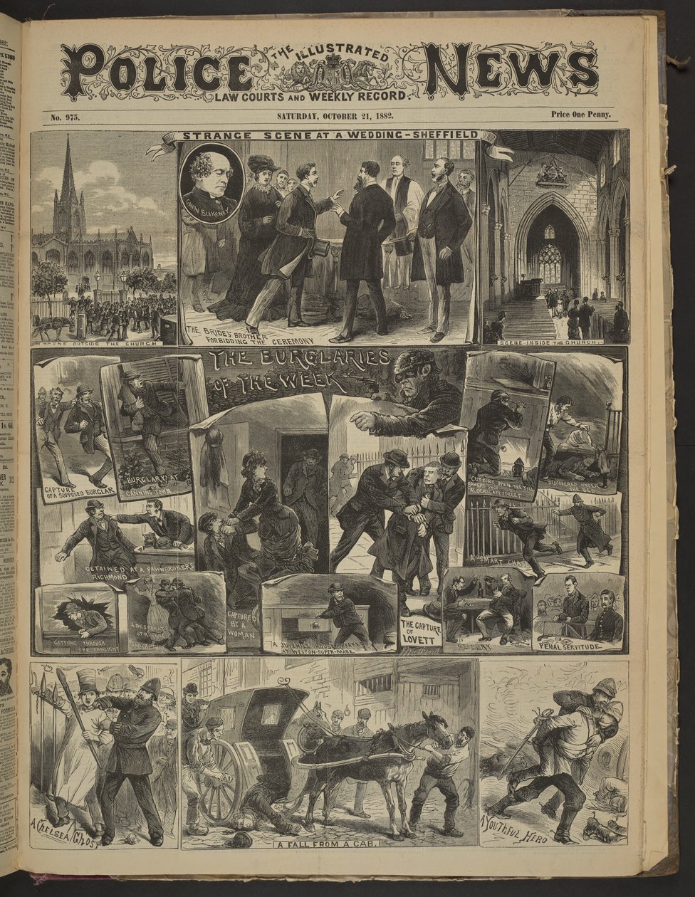 "A CHELSEA GHOST.", Illustrated Police News, 21. října 1882 (novinový papír) od English School