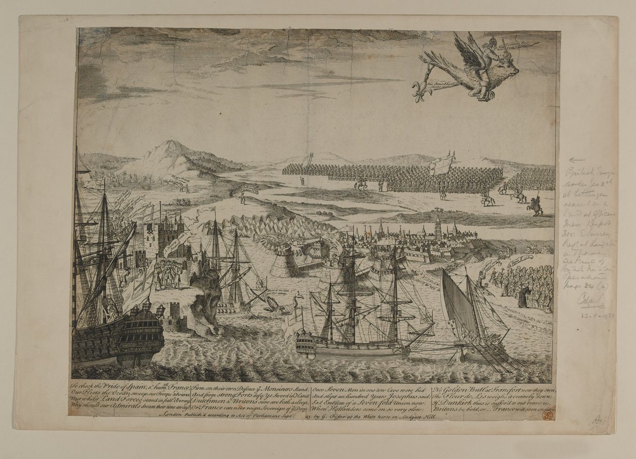 Karikatura války o rakouské dědictví, vydal G. Foster, Londýn, 1743 od English School