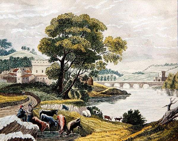 A Claudian Landscape, c.1825 (akvarel na papíře) od English School