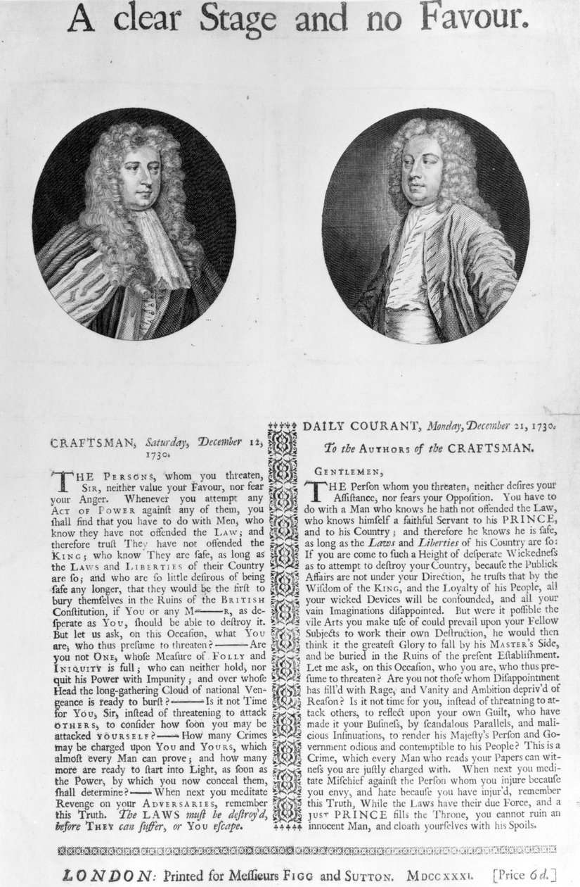 A Clear Stage and No Favour, 1730 (rytina) od English School