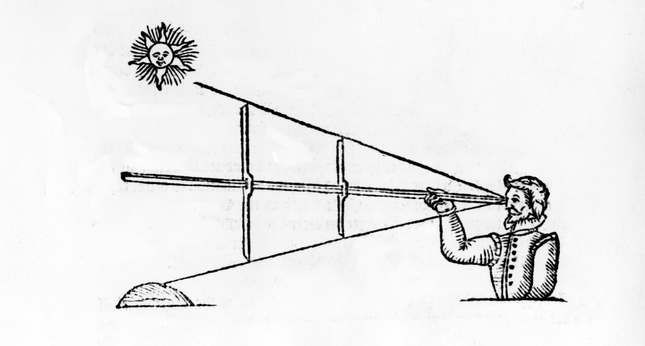 A Cross-Staff, ilustrace z A Seamans Secrets od Johna Davise, vydané 1595 od English School