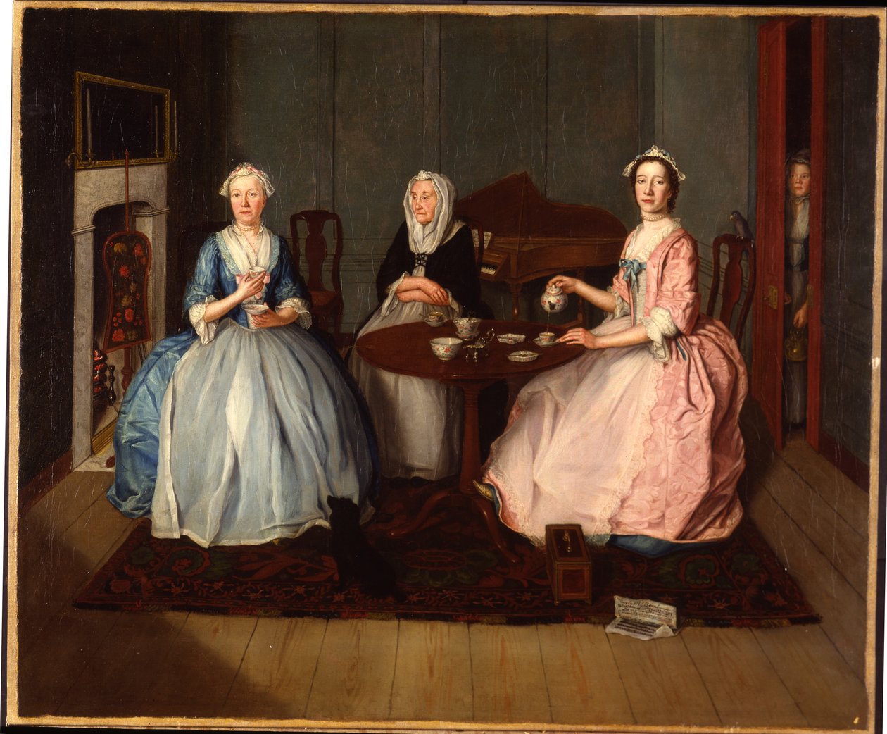 Rodina v interiéru při čaji, c.1740 od English School