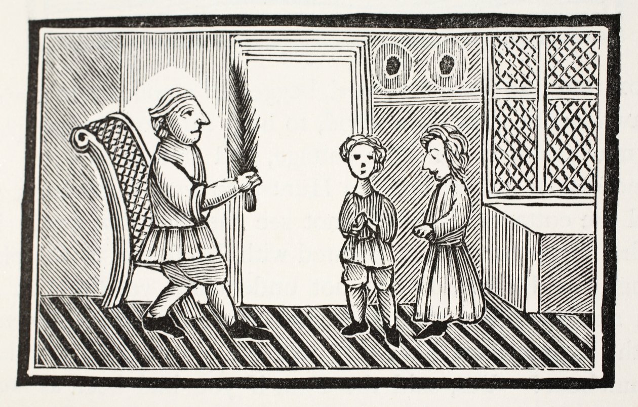 Otec a jeho synové, ilustrace z Chap-books of the Eighteenth Century od Johna Ashtona, pub. 1882 od English School