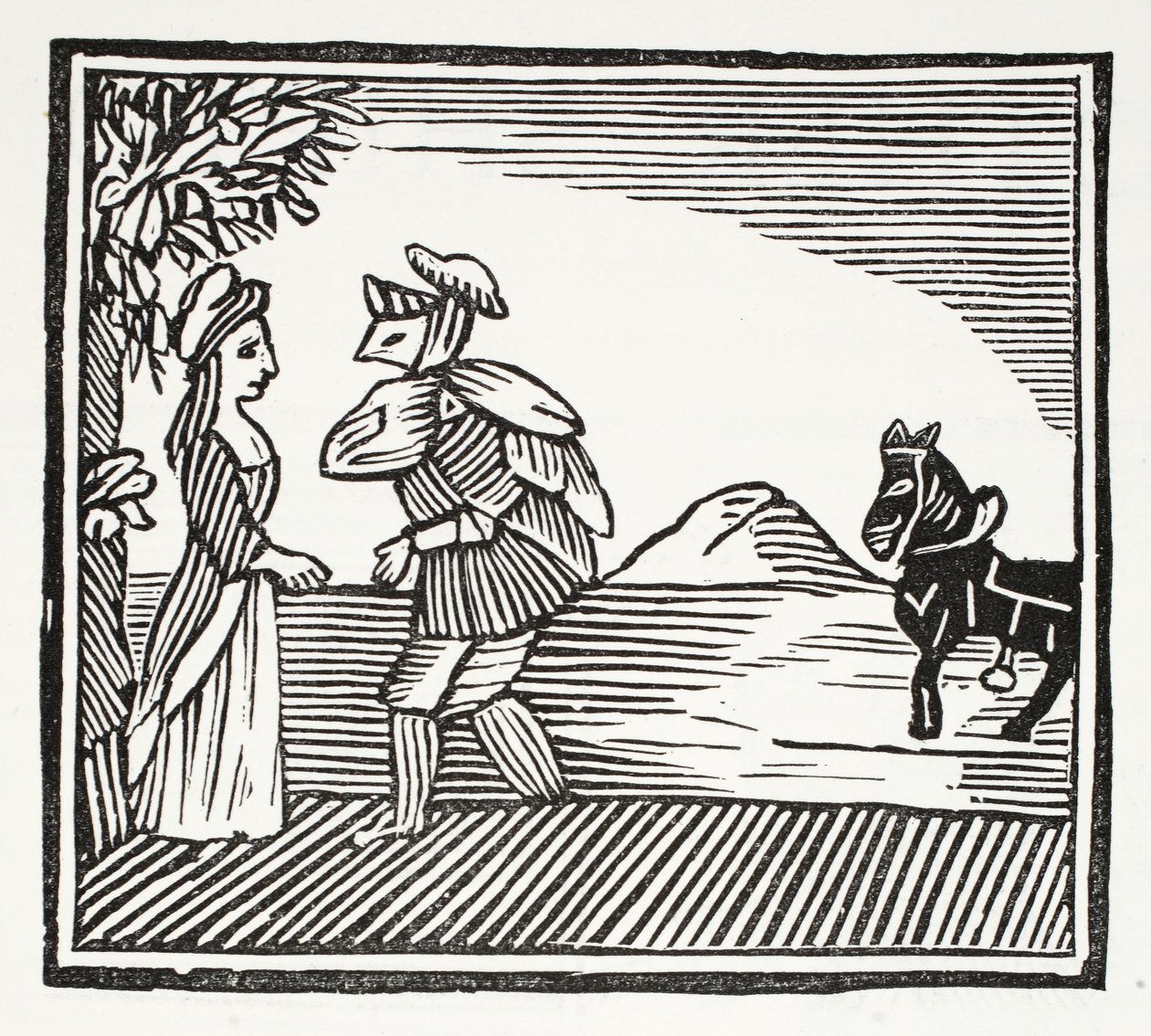 Gentleman se jde poradit s Mother Bunch, ilustrace z Chap-books of the Eighteenth Century od Johna Ashtona, hospoda. 1882 od English School