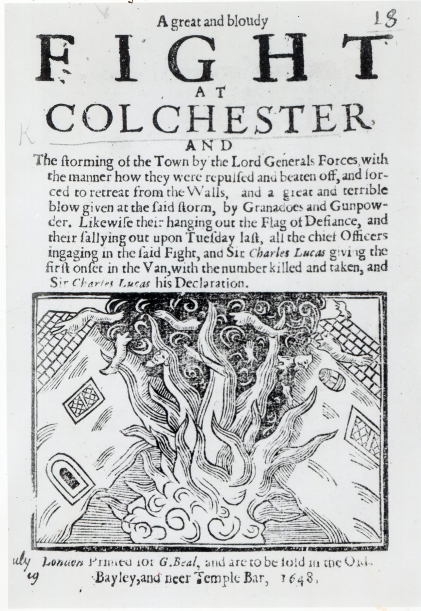 Velký a mračný boj v Colchesteru, vytištěno v roce 1648. od English School