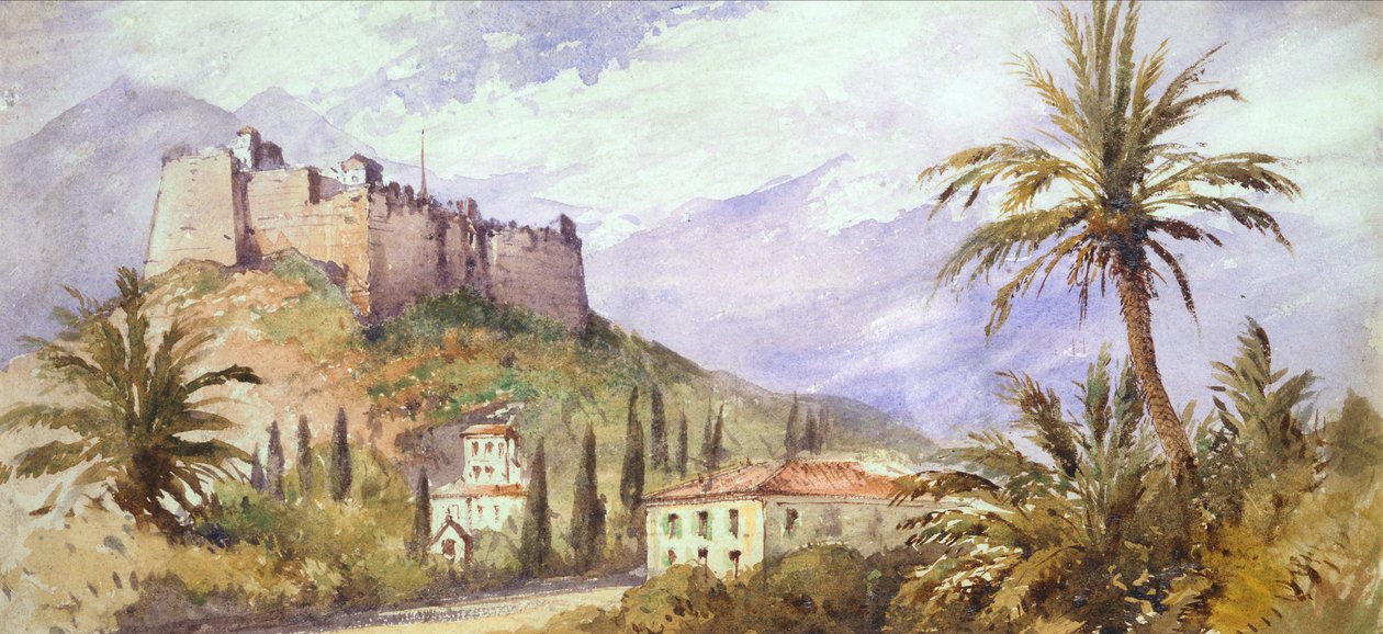 Hill Fort v pohoří Atlas, cca 1860-70 (akvarel na papíře) od English School