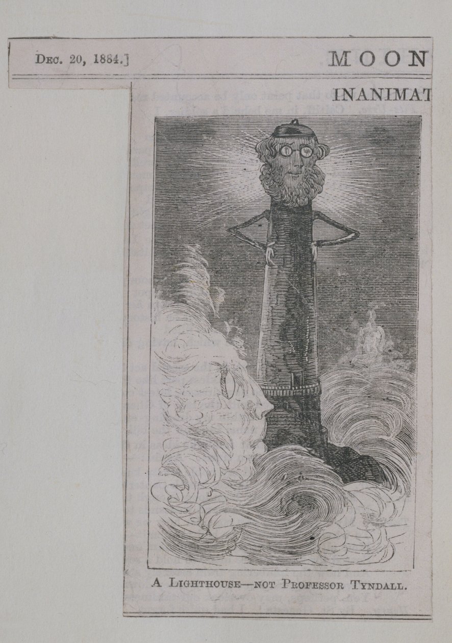 A Lighthouse - ne profesor Tyndall, z Moonshine, publikováno 20. prosince 1884 (dřevoryt) od English School