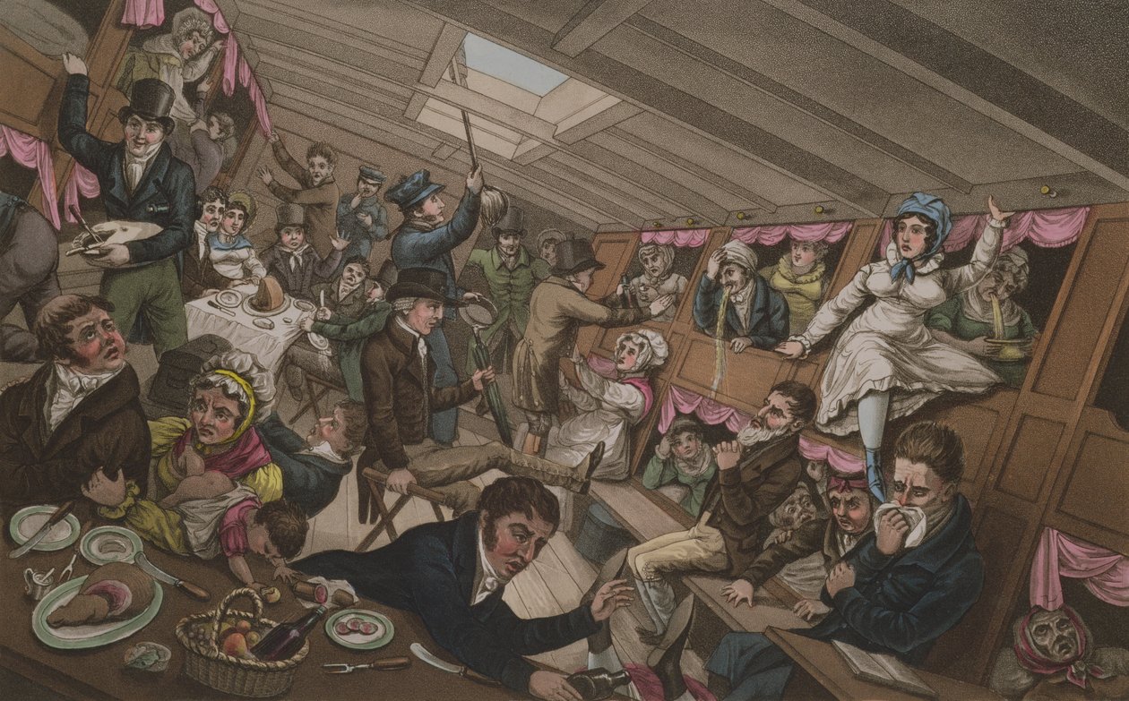 A Margate Packet – The Effects of a Squall or a Sudden Shift of Balast, publikoval G. Humphrey, Londýn, 6. listopadu, 1821 od English School