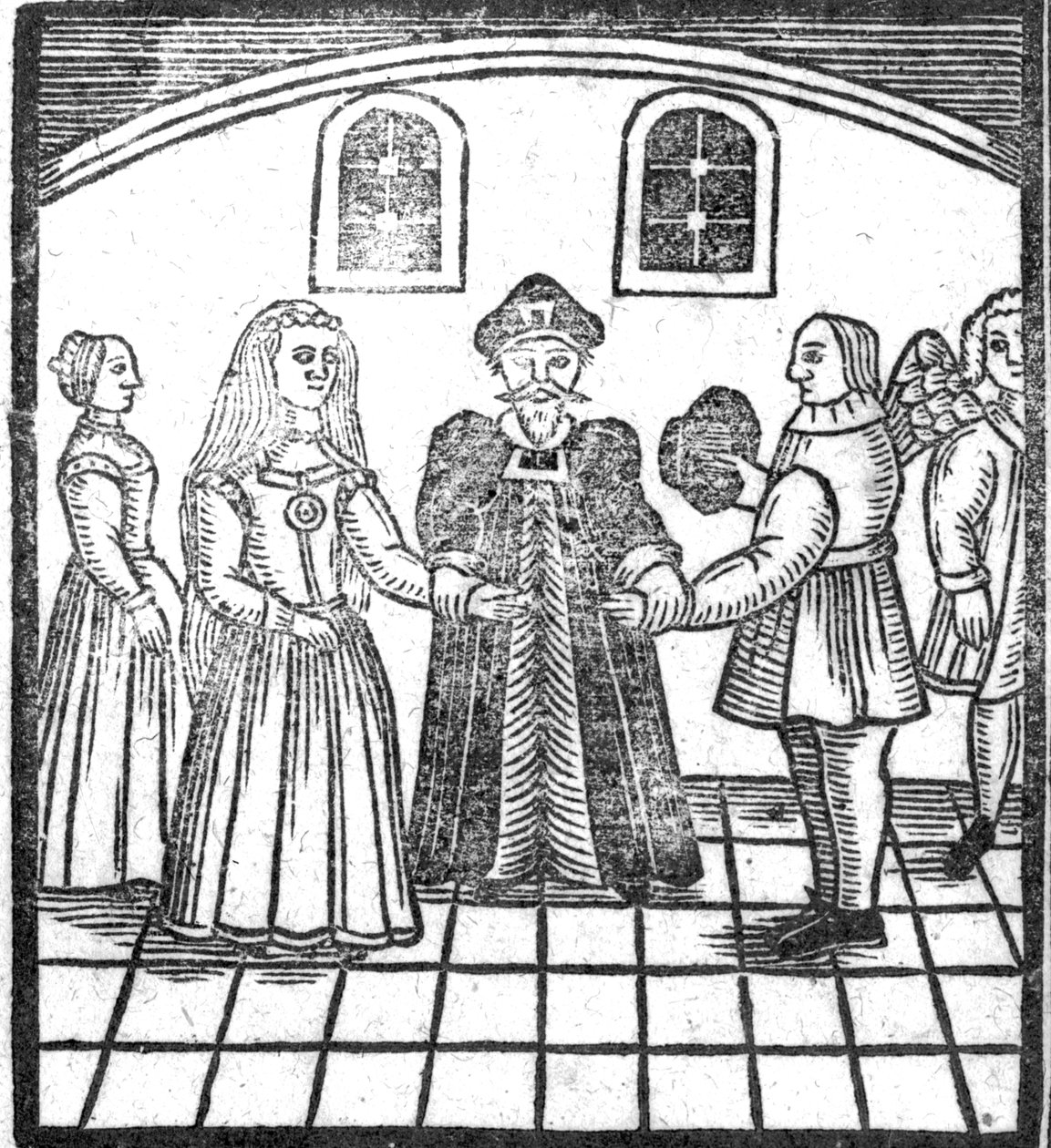 Svatební obřad, ilustrace z knihy A Book of Roxburghe Ballads (Roxburské balady) od English School