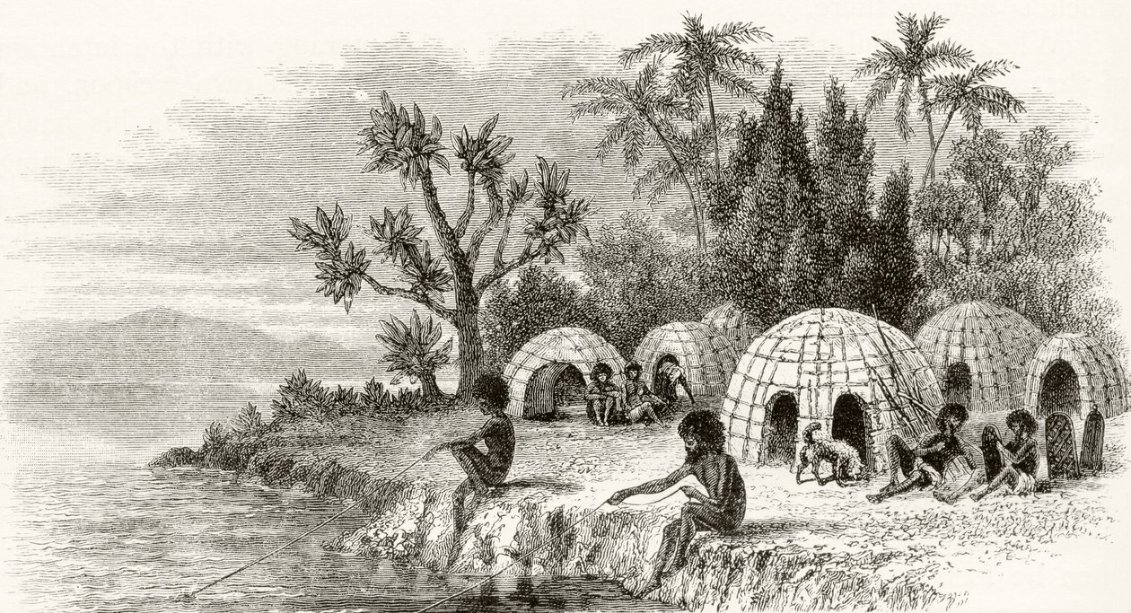 A Native Encampment v Queenslandu, kolem roku 1880, z 