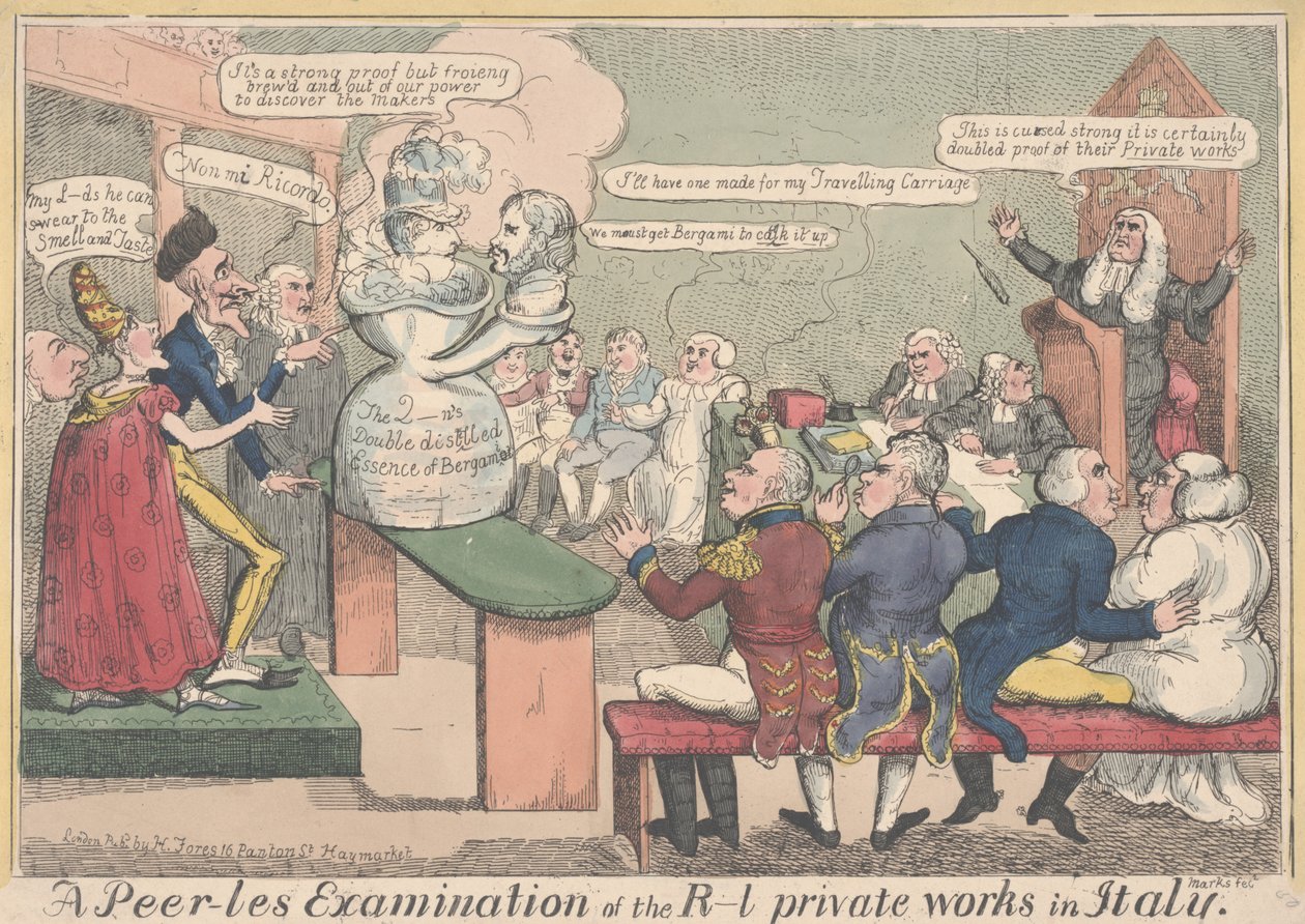Peerless Examination: Peer-les Examination of the R-l Works in Italy (barevná rytina) od English School