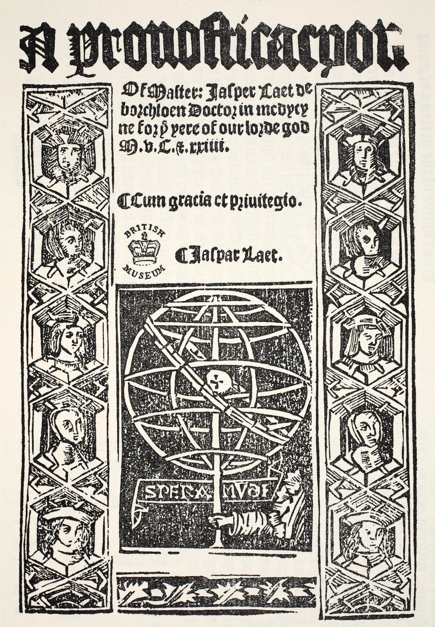 A Prognostication, Jasper Laet (fl.1485-1532), tisk R. Bankes, 1524 od English School