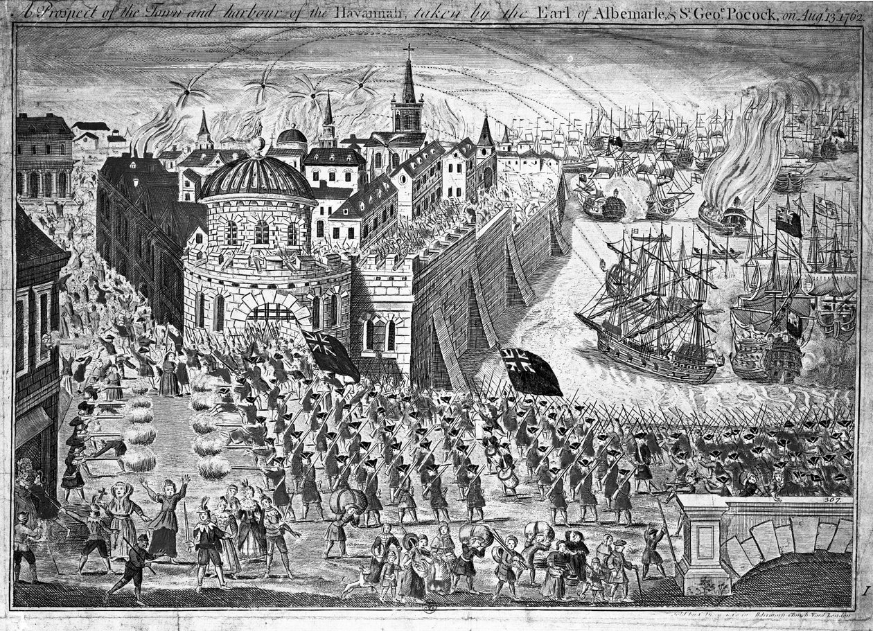Vyhlídka města Havannah, kterou ukořistil hrabě z Albemarle a sir George Pocock 13. srpna 1762 od English School