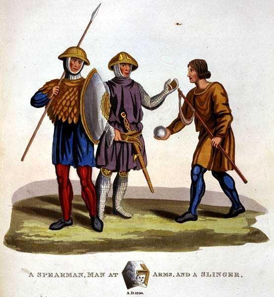 Oštěpař, zbrojíř a prakovník od English School