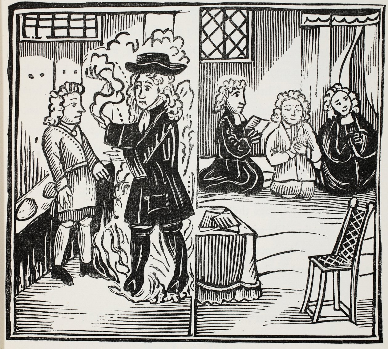 Hrozné a sezónní varování pro mladé muže, ilustrace z Chap-books of the Eighteenth Century od Johna Ashtona, hospoda. 1882 od English School