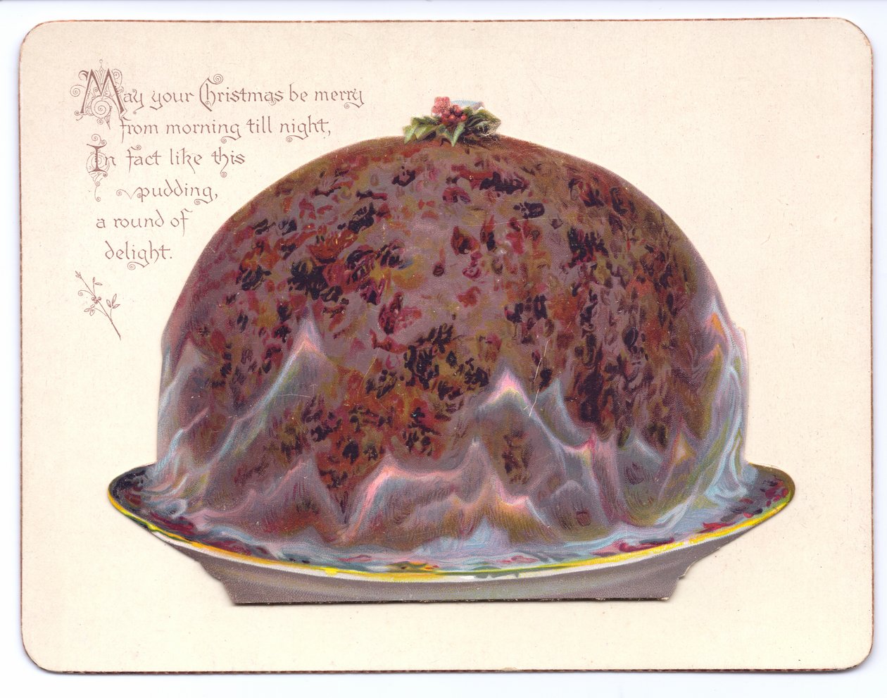 Viktoriánské novoroční přání mladé ženy ve vdově trávě, kolem roku 1880 (barva litho) od English School