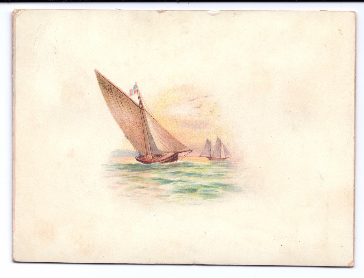 Viktoriánské novoroční přání s jachtami plujícími v měsíčním světle, c.1895 od English School