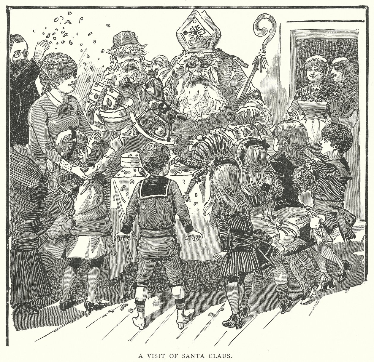 Návštěva Santa Clause (rytina) od English School