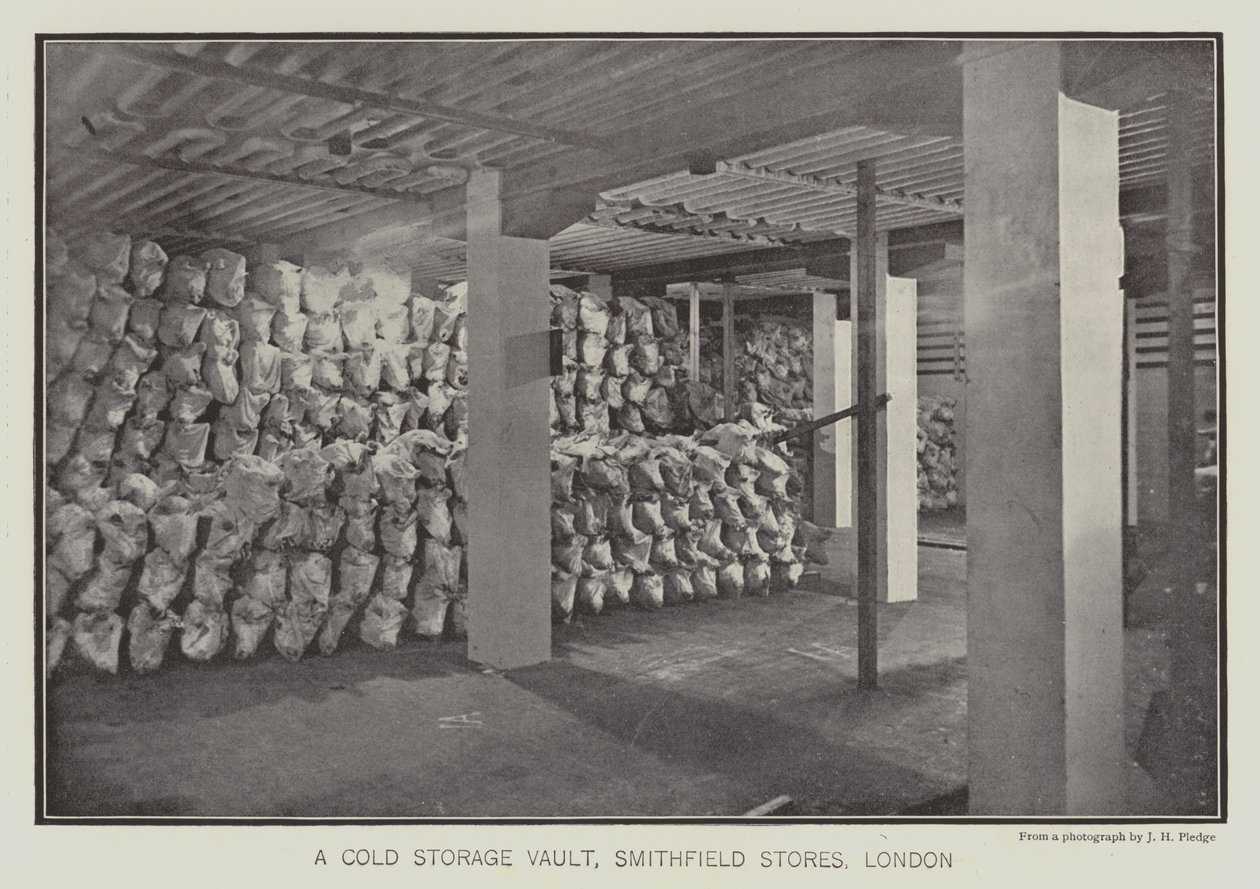 Chladírenský trezor, Smithfield Stores, Londýn (čb fotografie) od English School